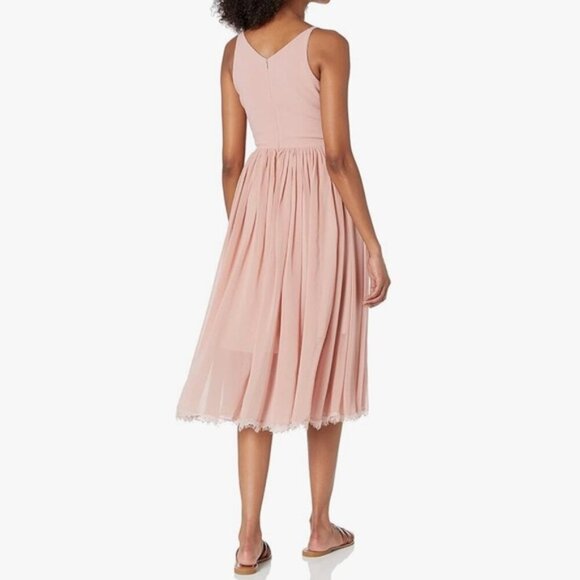 Chiffon & Crepe Fit & Flare Alicia Midi Dress SZ Small Blush ๐๐๐๐ - Picture 3 of 3